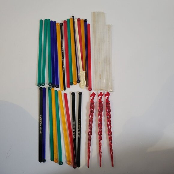 Vintage Cocktail & Drink Swizzle Stick Collection Edgewood Resort & Black Velvet - Picture 1 of 6